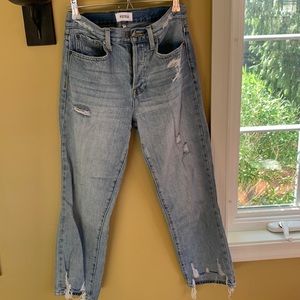 Pistola high rise relaxed distressed light denim jean. Size 26